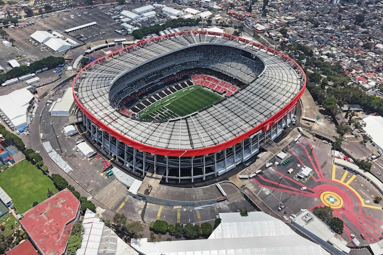 Vista área del estadio Azteca, en Ciudad de México, sede del partido inaugural del Mundial 2026.