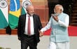 El presidente de Brasil, Luiz Inacio Lula da Silva (i) y el primer ministro de India. Narendra Modi (d).