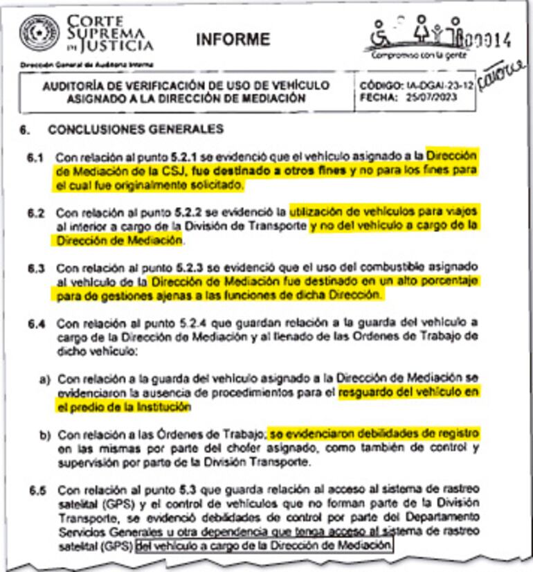 Conclusiones de la auditoría a la Dirección de Mediación que “duerme” en el Poder Judicial.