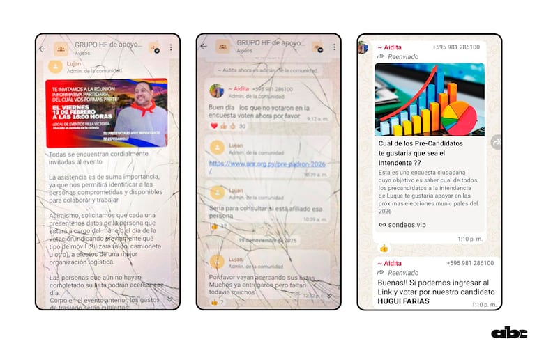Conversación Whatsapp en el grupo de cocineras creados de "apoyo" a Hugo Farías.