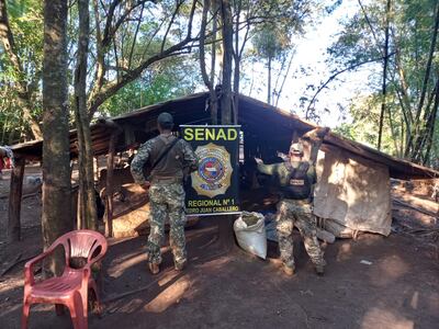 Uno de los campamentos encontrados en la colonia San Fernando, distrito de Capitán Bado.