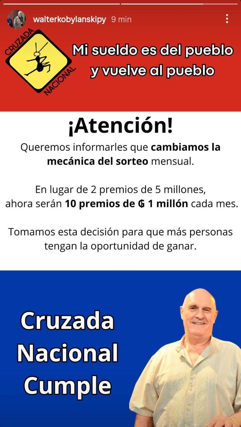 Kobylanski cambia la mecánica del sorteo de su salario y amplía la cantidad de ganadores