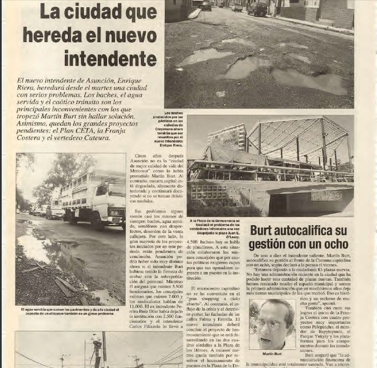 Reportaje sobre el estado en que estaba Asunción tras la intendencia de Martín Burt.