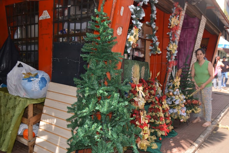 Josefina Torales, se dedica a vender arbolitos adornados.