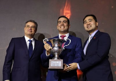 Luis Enrique Villalba, director de Ganadera La Celestina, recibió el premio de mejor lote de carcasas hembras de América del Sur.