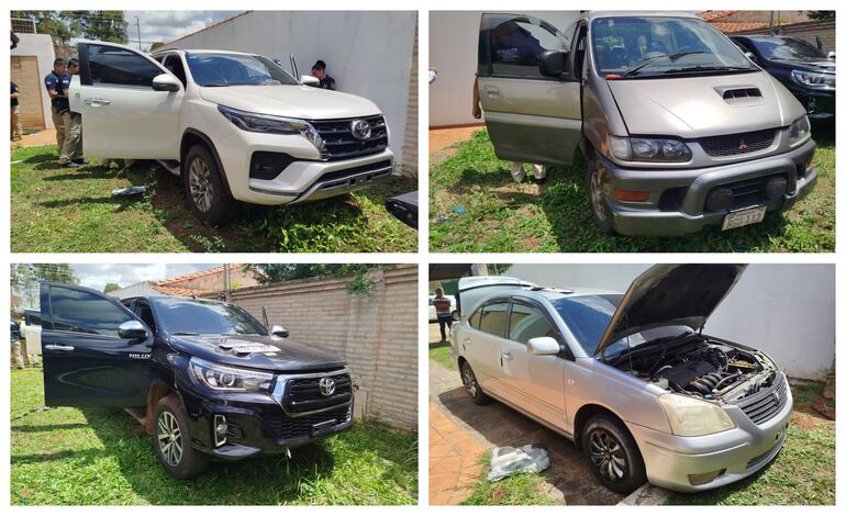 En el lugar se recuperaron cinco vehículos de alta gama denunciados como hurtados.