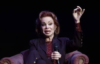 La cantante Paloma San Basilio interviene en la presentación de la próxima edición de Universal Music Festival que tendrá lugar en los meses de verano en el Teatro Albéniz este lunes en Madrid.