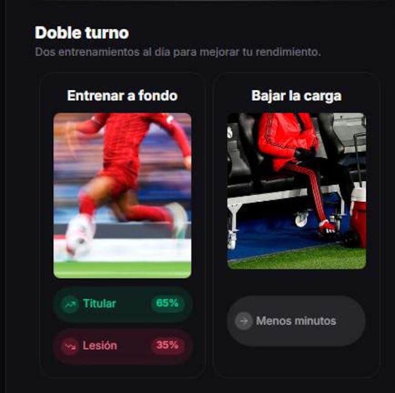 Atleta en movimiento con camiseta roja y figura sentada en banco de suplentes en ambiente deportivo interior.