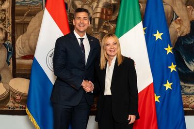 Santiago Peña se reunió Giorgia Meloni en Roma, Italia.