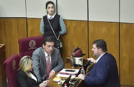 Los senadores cartistas Lizarella Valiente, Juan Carlos "Nano" Galaverna y Patrick Kemper.