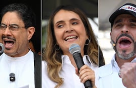 Los presidenciables colombianos: Iván Cepeda, Paloma Valencia y Abelardo de la Espriella.