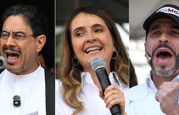 Los presidenciables colombianos: Iván Cepeda, Paloma Valencia y Abelardo de la Espriella.