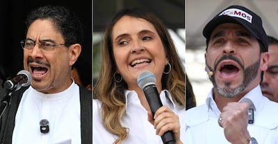 Los presidenciables colombianos: Iván Cepeda, Paloma Valencia y Abelardo de la Espriella.