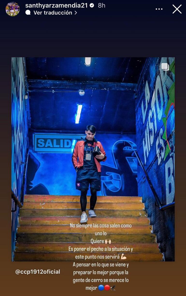 El mensaje de Santiago Arzamendia en Instagram.