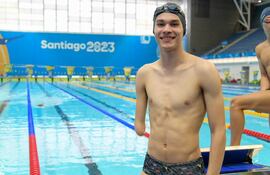El paraguayo Rodrigo Fabián Hermosa Ayala (9/6/2003) en el Centro Acuático de Chile durante su entrenamiento para los Parapanamericanos Santiago 2023.