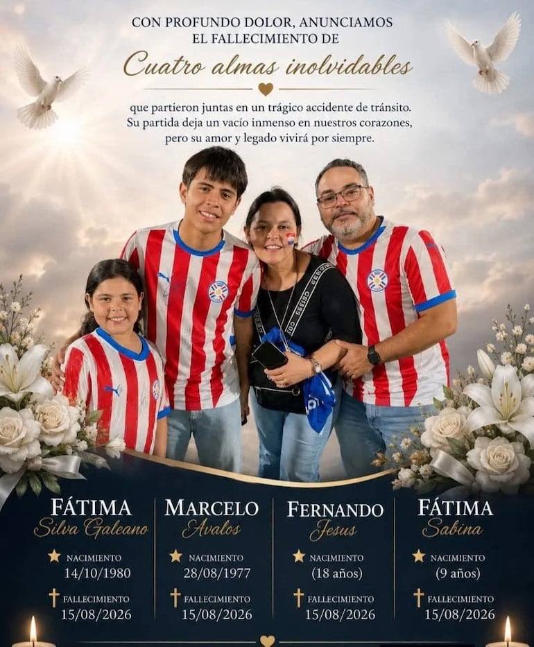 Los cuatro miembros de una familia que murieron en el Cruce Pedrozo.