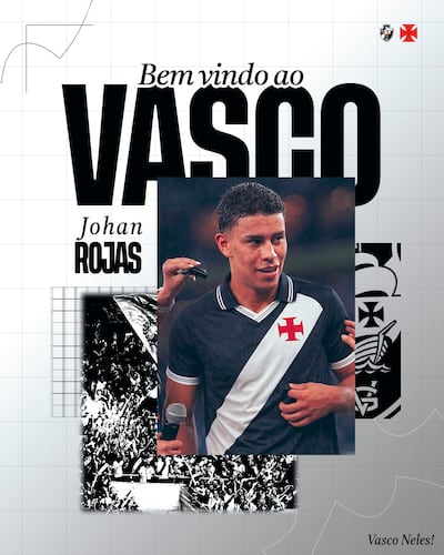Johan Rojas, nuevo futbolista del Vasco da Gama.
