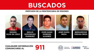 Estos son los cinco reos que aún no fueron recapturados de la fuga de la Penitenciaría Regional de Misiones.