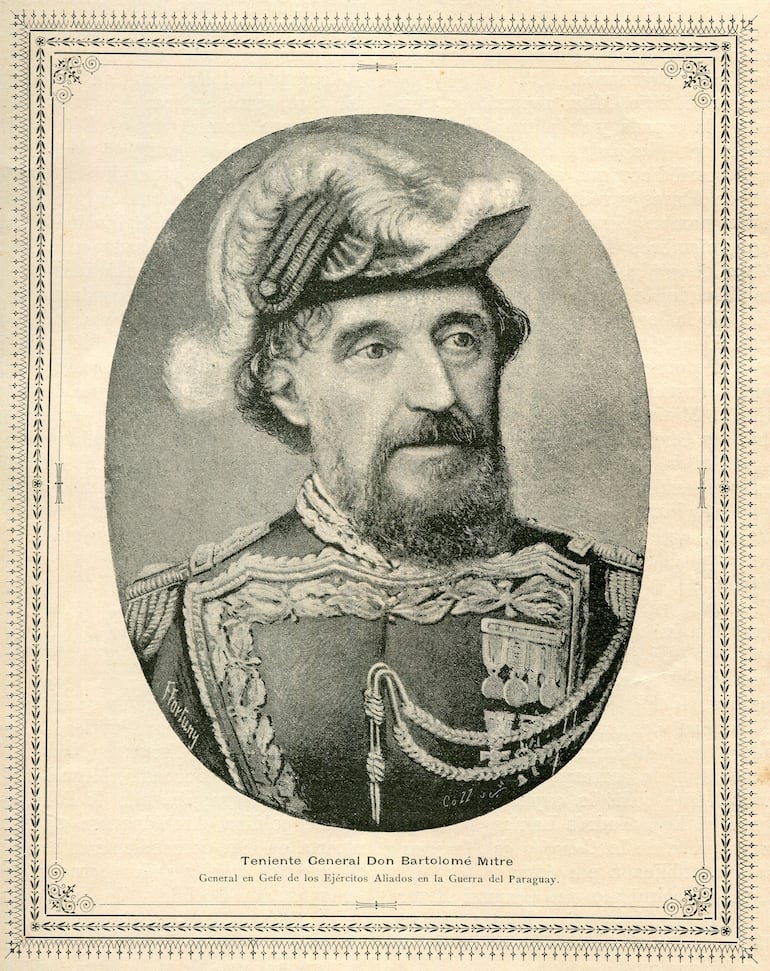 Tte. Gral. Bartolomé Mitre. Litografía del Álbum de la Guerra del Paraguay, Buenos Aires, 1893.