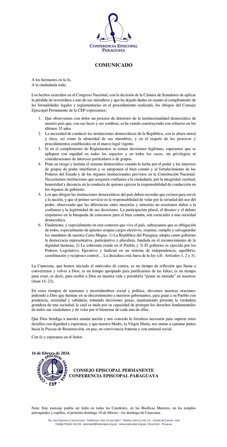 Comunicado de la CEP.