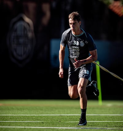 El volante argentino Juan Fernando Alfaro, en sus primeros días de trabajo como jugador de Olimpia, en los entrenamientos en la Villa Olimpia.