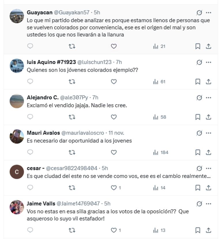 El senador colorado Patrick Kemper llamó a la reflexión tras la catástrofe electoral de la ANR en Ciudad del Este y los usuarios le contestaron con burlar, sarcasmo y críticas por su cambio de bando.