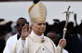 El papa León XIV durante masiva misa en Youndé, Camerún.