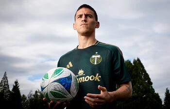 Matías Rojas, durante su presentación como nuevo jugador del Portland Timbers.
