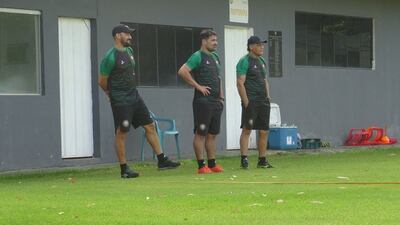 El tridente técnico de Rubio Ñu, compuesto por Carlos Humberto Paredes, Roberto "Toro" Acuña y Celso Ayala.