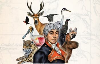 Retrato del cartógrafo y naturalista Félix de Azara, que ilustra la invitación a esta conferencia.