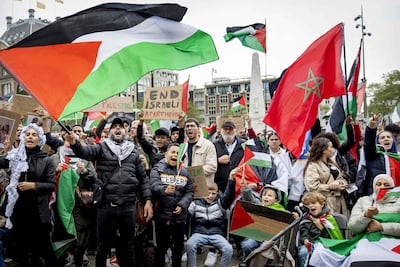 Manifestantes pro-Palestina en Ámsterdam.