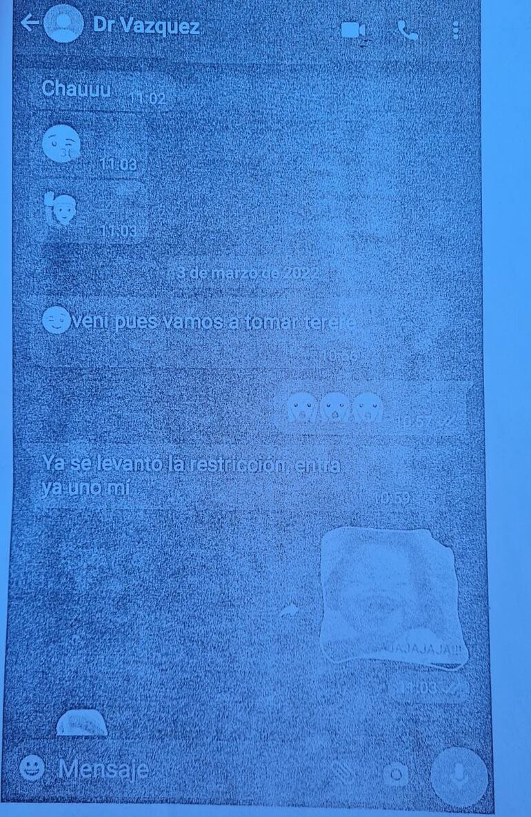 Otra de las capturas de pantalla presentada como pruebas por parte de la supuesta víctima.