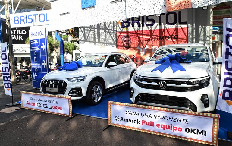 Estos son los fabulosos premios que sorteará Bristol: una Increible camioneta AUDI Q5 0km y una imponente VW AMAROK 0km.