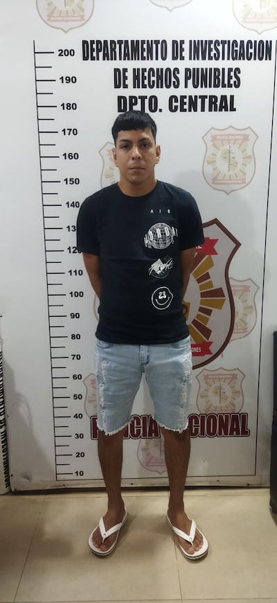 Marcos Damián Franco Sostoa, conductor de la plataforma Bolt, detenido bajo sospechas de haber participado en el atraco a un importador de manzana.