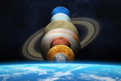 Concepto de desfile planetario.