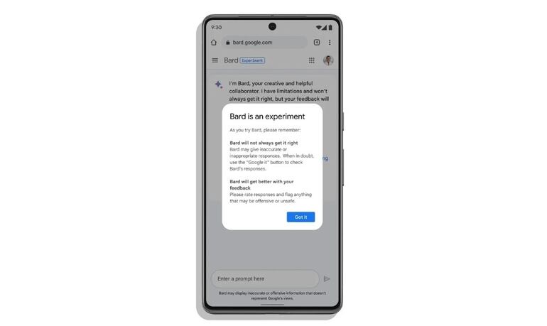 El chatbot Bard en el móvil