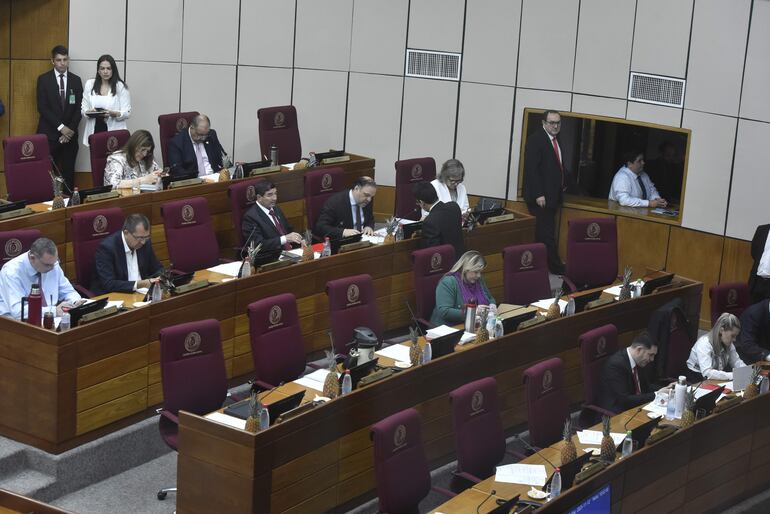 Bancada cartista del Senado. 