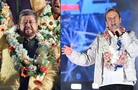 Los favoritos para la presidencia de Bolivia, Samuel Doria Medina (i) y Jorge "Tuto" Quiroga Ramirez (d).