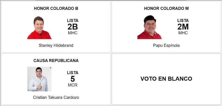 Stanley Hildebrand y Papu Espínola en camisas rojas, junto a Cristian Takuara Cardozo en camisa blanca, todos con expresiones positivas en un fondo neutral.
