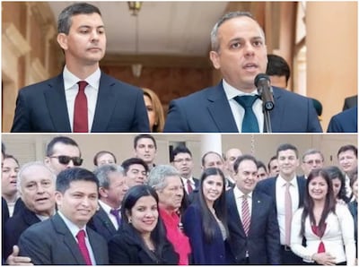 Santiago Peña con Camilo Benítez
Armindo Torres con el clan Monges y Santiago Peña.