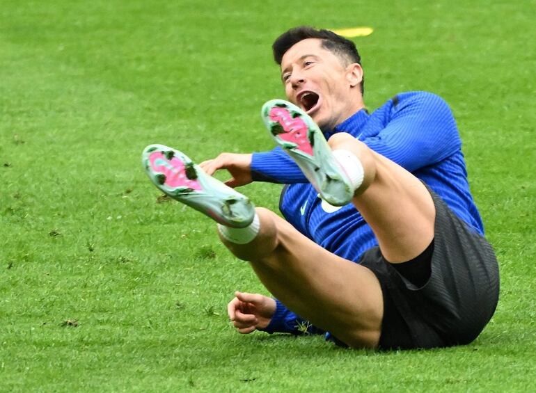 Robert Lewandowski, durante su entrenamiento.