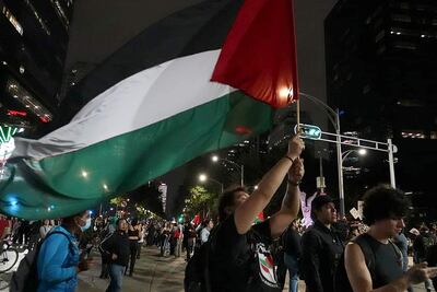 Personas participan en una manifestación a favor de Palestina ayer miércoles en Ciudad de México.