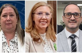 Los magistrados Alba Catalina Centurión García De Zúñiga, Humberto Damián Espínola Groselle y Juana Bertha Ávalos Agüero, miembros del Tribunal de Apelación en lo Laboral del Alto Paraná.