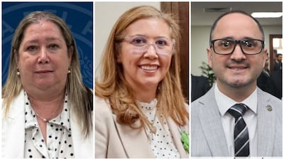 Los magistrados Alba Catalina Centurión García De Zúñiga, Humberto Damián Espínola Groselle y Juana Bertha Ávalos Agüero, miembros del Tribunal de Apelación en lo Laboral del Alto Paraná.
