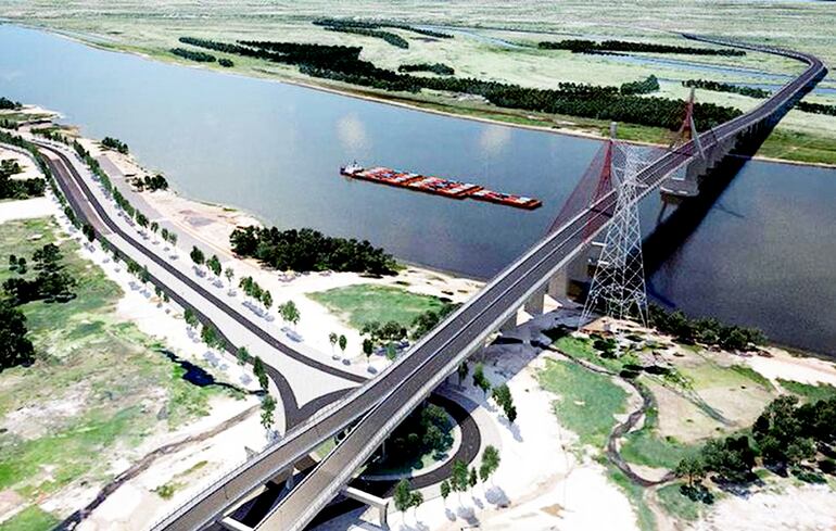 Este es el diseño del puente que unirá Asunción con Chaco’i. De acuerdo a las estimaciones, la obra se iniciará a mediados de este año y será entregada en el 2023.