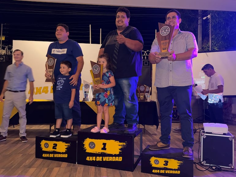 Podio Campeones 2025 TT3, 1°) Colmán, 2°) Ruiz Díaz y 3°) Gini.