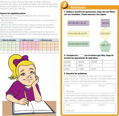 Adición y sustracción de números decimales
