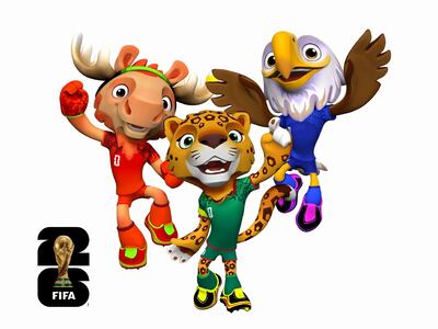 La FIFA presentó a  las mascotas oficiales del Mundial 2026 de izquierda a derecha Maple, el alce canadiense; Zayu, el jaguar mexicano, y Clutch, el águila americana. La FIFA presentó este jueves a las mascotas oficiales del Mundial 2026, que será organizado por Canadá, Estados Unidos y México, y que representan a un alce, un águila y un jaguar, animales simbólicos de estos tres países. EFE/FIFA /SOLO USO EDITORIAL /NO VENTAS /SOLO DISPONIBLE PARA ILUSTRAR LA NOTICIA QUE ACOMPAÑA /CRÉDITO OBLIGATORIO

