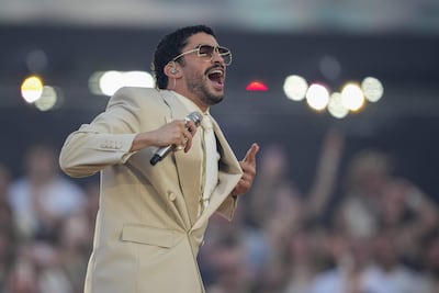 El cantante puertorriqueño Bad Bunny durante un concierto en Barcelona, el pasado viernes.