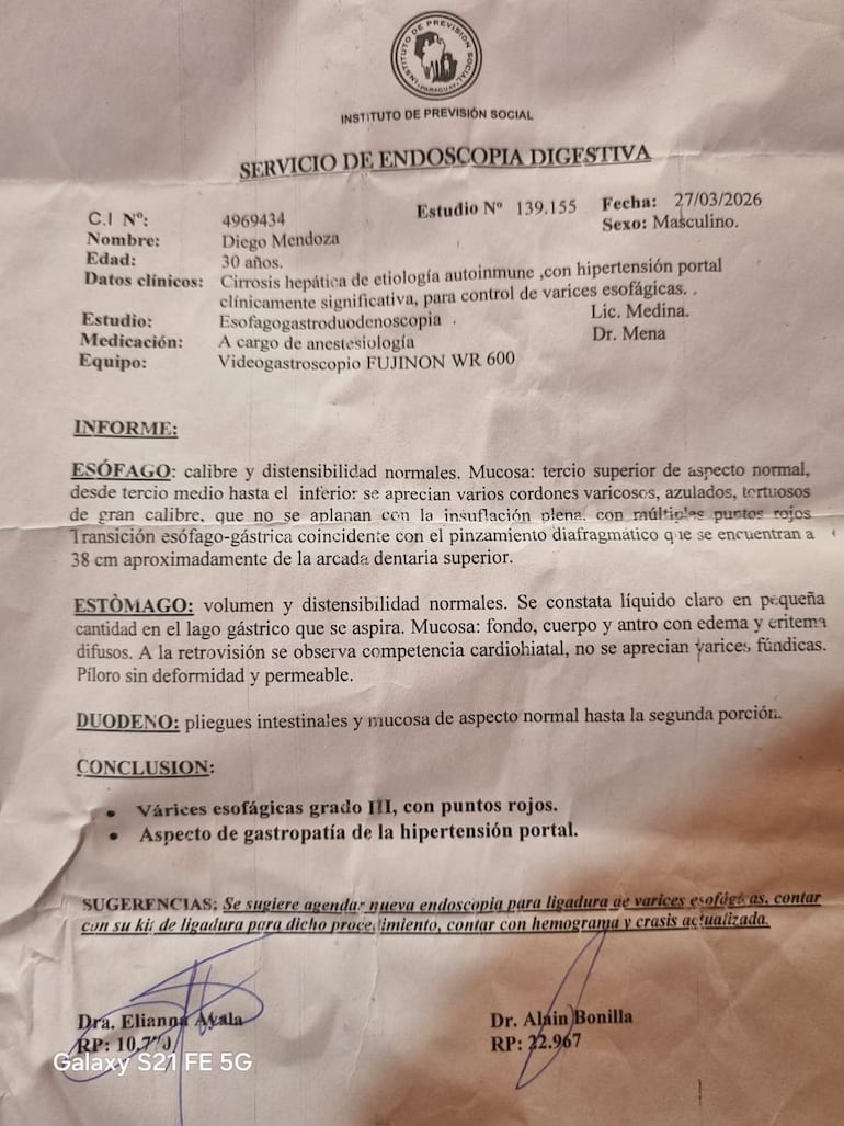 Diagnóstico de Diego Fabián Mendoza Maldonado.